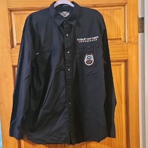 Harley-Davidson Black Embroidered Long Sleeve Shirt